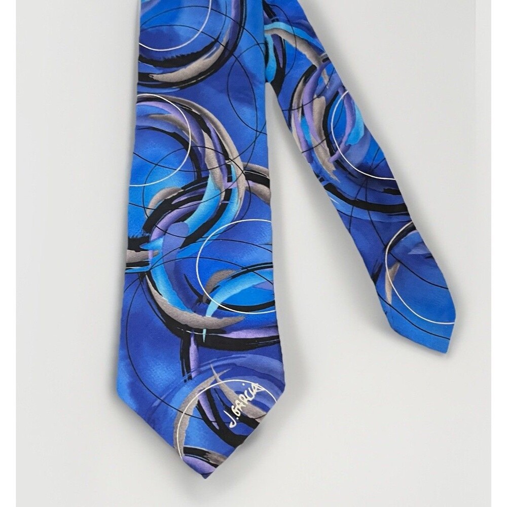 J Garcia Clockworks Blue Abstract Silk Tie Easter Spring Wedding Collectors Art - Picture 7 of 10